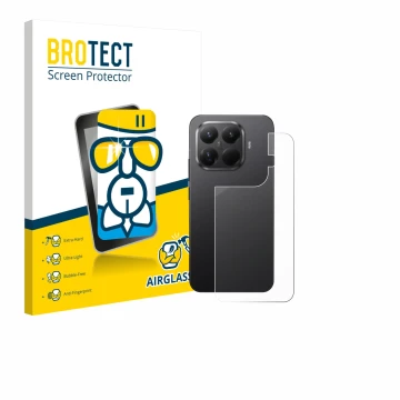 Front side of a product packaging with the brand logo BROTECT. Next to it is the device Xiaomi 15T Pro (Back) shown with the c