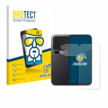 Front side of a product packaging with the brand logo BROTECT. Next to it is the device Xiaomi 17 Pro (Front+Camera) shown wit