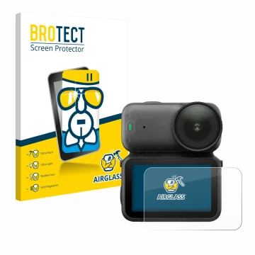 Front side of a product packaging with the brand logo BROTECT. Next to it is the device DJI Osmo Nano shown with the correspon
