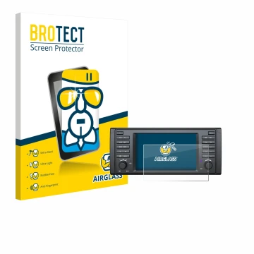 Front side of a product packaging with the brand logo BROTECT. Next to it is the device Eonon E39A12S shown with the correspon