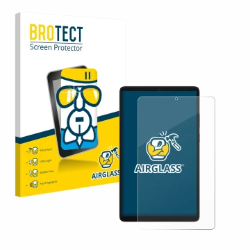 Front side of a product packaging with the brand logo BROTECT. Next to it is the device Samsung Galaxy Tab A11 8.7
