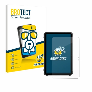 Front side of a product packaging with the brand logo BROTECT. Next to it is the device Blackview Active 7 shown with the corr