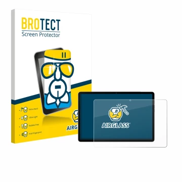 Front side of a product packaging with the brand logo BROTECT. Next to it is the device Black Shark Pad 7 shown with the corre