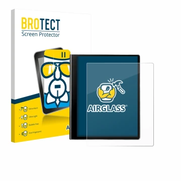 Front side of a product packaging with the brand logo BROTECT. Next to it is the device eazeye Paper 2.0 shown with the corres