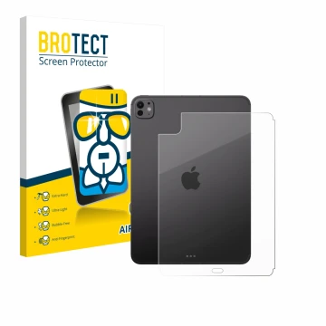 Front side of a product packaging with the brand logo BROTECT. Next to it is the device Apple iPad Pro 11