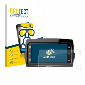 Front side of a product packaging with the brand logo BROTECT. Next to it is the device Harley Davidson Soundstream Reserve WH