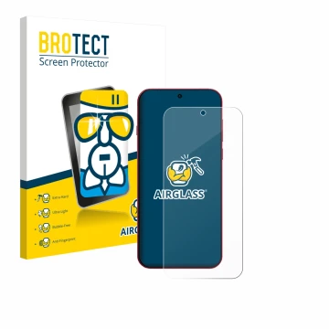 Front side of a product packaging with the brand logo BROTECT. Next to it is the device Oppo Find X9 Pro shown with the corres