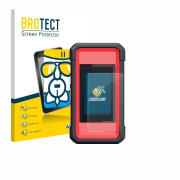 Front side of a product packaging with the brand logo BROTECT. Next to it is the device Launch X431 SmartLink C V2.0 shown wit