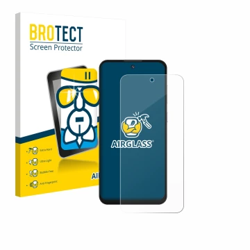 Front side of a product packaging with the brand logo BROTECT. Next to it is the device Oukitel C69 shown with the correspondi