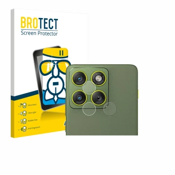 Front side of a product packaging with the brand logo BROTECT. Next to it is the device Motorola Edge 70 (ONLY Camera Lens) sh
