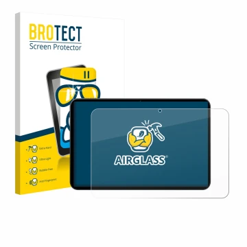 Front side of a product packaging with the brand logo BROTECT. Next to it is the device Tabwee T60 PRO 13.4