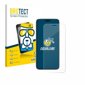Front side of a product packaging with the brand logo BROTECT. Next to it is the device Honor Magic 8 Pro shown with the corre