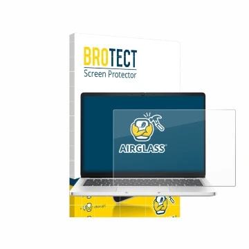 Front side of a product packaging with the brand logo BROTECT. Next to it is the device Dell Pro 14 Premium PA14250 Non-Touch 