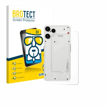 Front side of a product packaging with the brand logo BROTECT. Next to it is the device Nothing Phone (3a) Lite (Back) shown w
