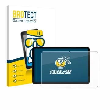 Front side of a product packaging with the brand logo BROTECT. Next to it is the device Volla Tablet 12.3