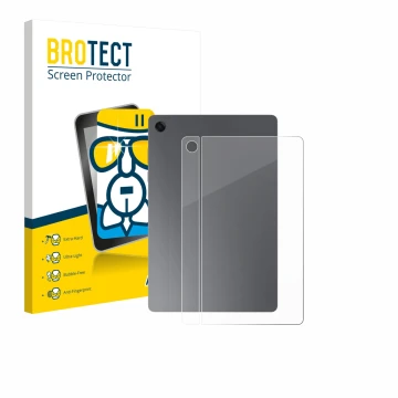 Front side of a product packaging with the brand logo BROTECT. Next to it is the device Samsung Galaxy Tab A11 Plus 5G 11