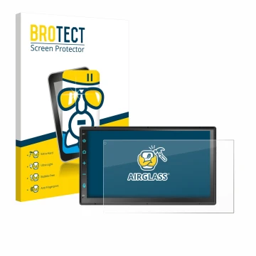 Front side of a product packaging with the brand logo BROTECT. Next to it is the device Atoto F7 WE F7G2B7WE 7