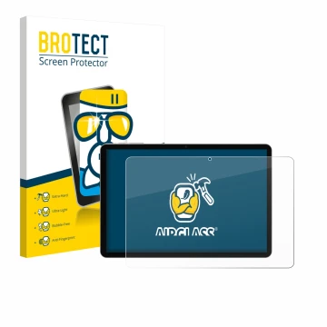 Front side of a product packaging with the brand logo BROTECT. Next to it is the device Pritom M10 TAB 10 PLUS 10.1