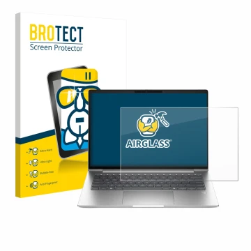 Front side of a product packaging with the brand logo BROTECT. Next to it is the device HP ProBook 4 G1a 16