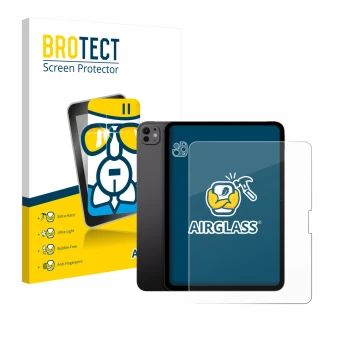 Front side of a product packaging with the brand logo BROTECT. Next to it is the device Apple iPad Pro 13