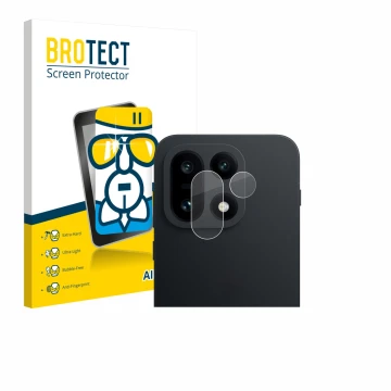 Front side of a product packaging with the brand logo BROTECT. Next to it is the device OnePlus 15 (ONLY Camera Lens) shown wi