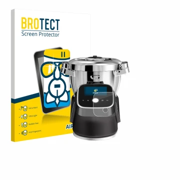 Front side of a product packaging with the brand logo BROTECT. Next to it is the device Moulinex i-Companion Touch Pro shown w