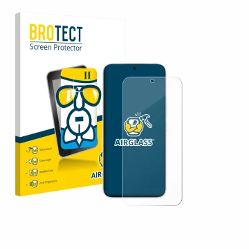 Front side of a product packaging with the brand logo BROTECT. Next to it is the device Honor 500 shown with the corresponding