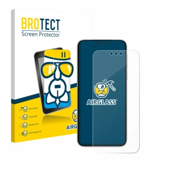 Front side of a product packaging with the brand logo BROTECT. Next to it is the device Huawei Mate 80 Pro shown with the corr