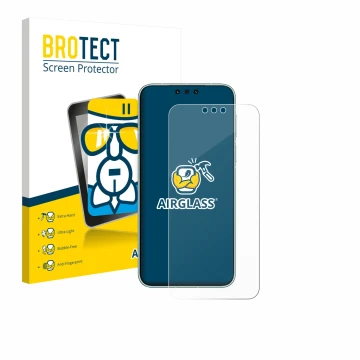 Front side of a product packaging with the brand logo BROTECT. Next to it is the device Huawei Mate 80 Pro Max shown with the 