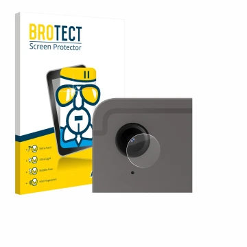 Front side of a product packaging with the brand logo BROTECT. Next to it is the device Samsung Galaxy Tab S9 FE (ONLY Camera 