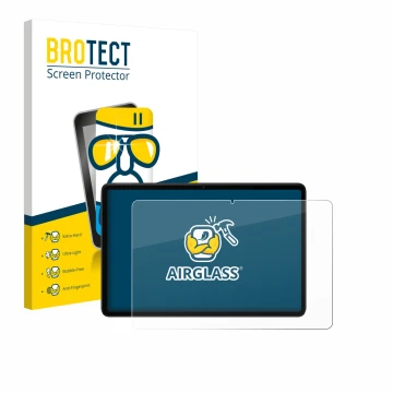 Front side of a product packaging with the brand logo BROTECT. Next to it is the device Xiaomi Redmi Pad 2 Pro 5G shown with t