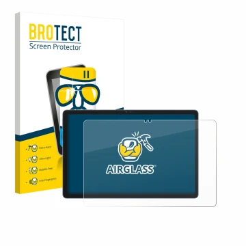 Front side of a product packaging with the brand logo BROTECT. Next to it is the device Blackview Zeno 10 shown with the corre