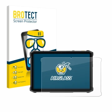 Front side of a product packaging with the brand logo BROTECT. Next to it is the device Ulefone Armor Pad 5 Pro shown with the