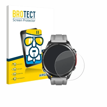 Front side of a product packaging with the brand logo BROTECT. Next to it is the device Doogee Anywise W1 Pro shown with the c