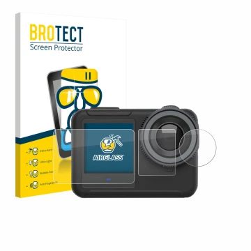 Front side of a product packaging with the brand logo BROTECT. Next to it is the device SVBONY SVGO3 4K shown with the corresp