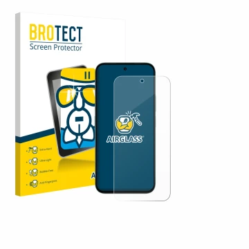 Front side of a product packaging with the brand logo BROTECT. Next to it is the device Honor X6c shown with the corresponding