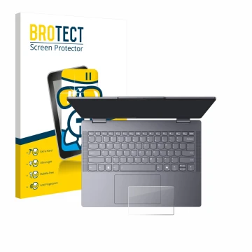 Front side of a product packaging with the brand logo BROTECT. Next to it is the device Lenovo IdeaPad 5 2-in-1 14