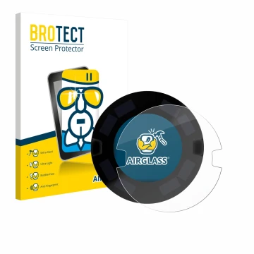 Front side of a product packaging with the brand logo BROTECT. Next to it is the device OOONO P-DISC NO3 shown with the corres