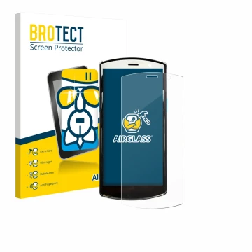 Front side of a product packaging with the brand logo BROTECT. Next to it is the device Unitech EA510 shown with the correspon
