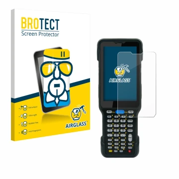Front side of a product packaging with the brand logo BROTECT. Next to it is the device Unitech HT730 shown with the correspon