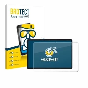 Front side of a product packaging with the brand logo BROTECT. Next to it is the device Alldocube iPlay 70E shown with the cor