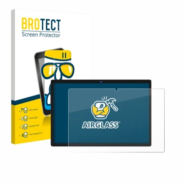 Front side of a product packaging with the brand logo BROTECT. Next to it is the device Biegedy B29 10.1