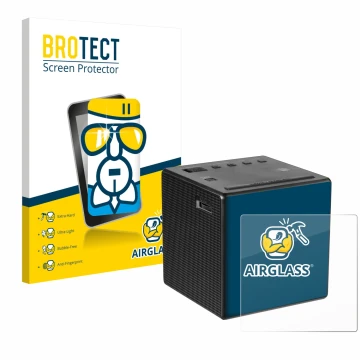 Front side of a product packaging with the brand logo BROTECT. Next to it is the device Sony ICF-C1 shown with the correspondi