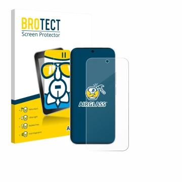 Front side of a product packaging with the brand logo BROTECT. Next to it is the device Vivo S50 shown with the corresponding 