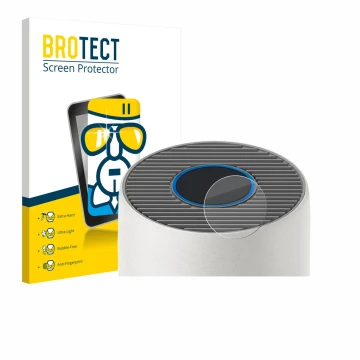 Front side of a product packaging with the brand logo BROTECT. Next to it is the device Philips 2000i Series AC2939 shown with