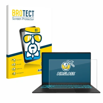 Front side of a product packaging with the brand logo BROTECT. Next to it is the device ASUS V16 V3607 shown with the correspo