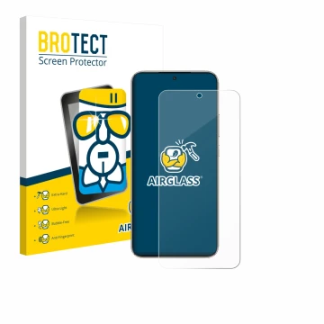 Front side of a product packaging with the brand logo BROTECT. Next to it is the device Honor X70 shown with the corresponding