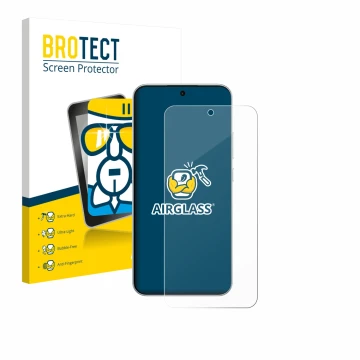 Front side of a product packaging with the brand logo BROTECT. Next to it is the device Oppo F31 Pro shown with the correspond