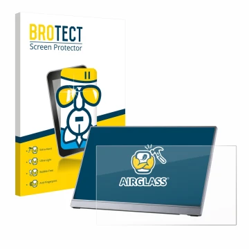 Front side of a product packaging with the brand logo BROTECT. Next to it is the device Arzopa Z3FC 16.1