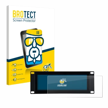 Front side of a product packaging with the brand logo BROTECT. Next to it is the device GeeekPi DP-0059 7.84
